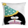 thumbnail image 1 of Birthday Decorations Throw Pillow Cushion Cover, Adorable Funny Peinguin with Party Hat and Cake Newborn Cartoon Style, Decorative Square Accent Pillow Case, 24 X 24 Inches, Multicolor, by Ambesonne, 1 of 2