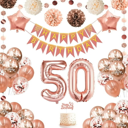 Birthday Decorations for Girls, Rose Gold Birthday Party Decorations with Banner Tassels Confetti Balloon,Dirty 18th Birthday Decorations for Her