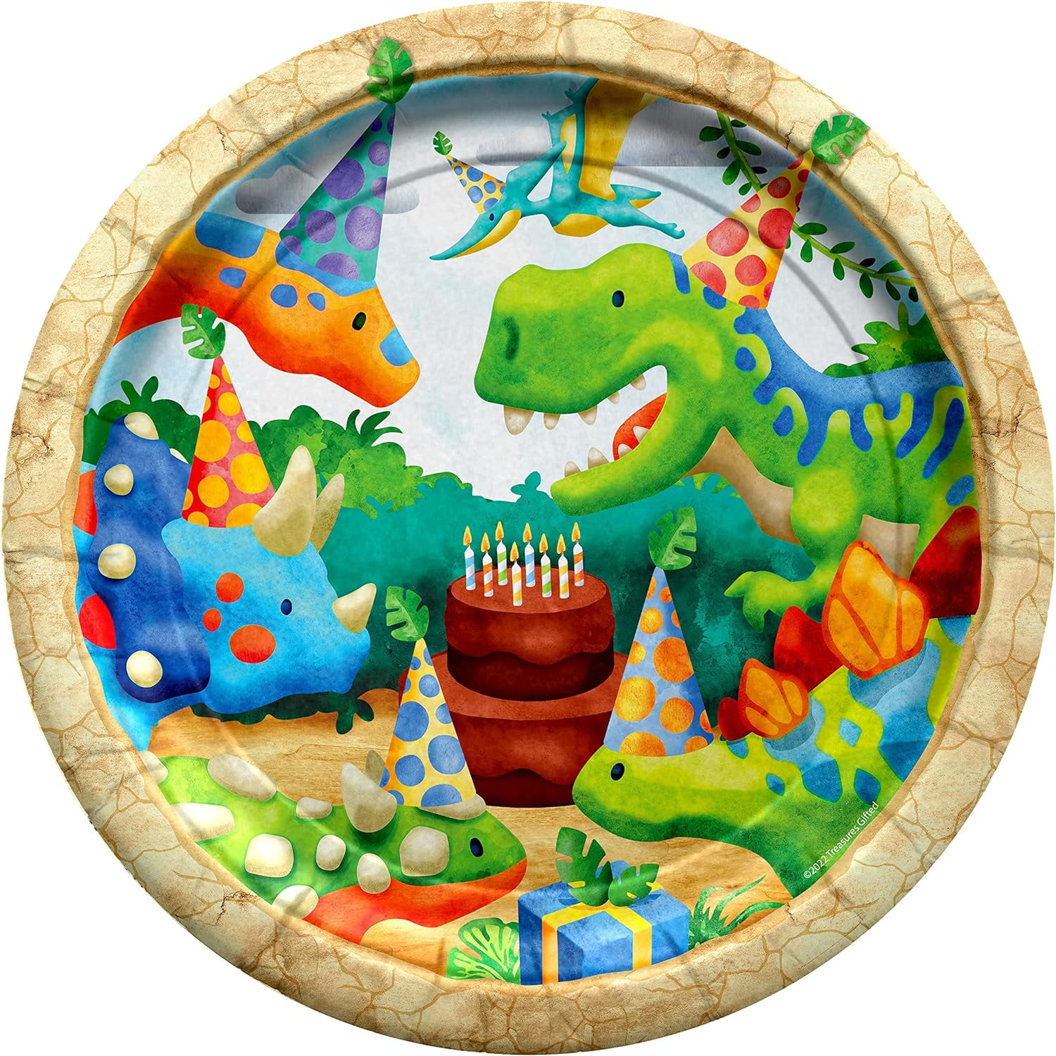 Birthday Dinosaur Dessert Plates 16 Count 7 Inch Dino Party Plates