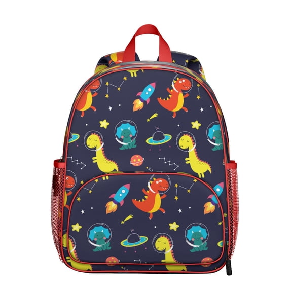 Birthday Dinosaur Student Backpack – Colorful Dino Party Print with Roaring Cartoon Dinosaurs, Planets, Balloons, and Jungle Artwork