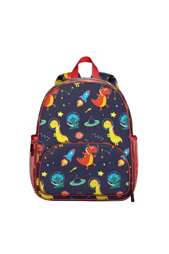 Birthday Dinosaur Student Backpack – Colorful Dino Party Print with Roaring Cartoon Dinosaurs, Planets, Balloons, and Jungle Artwork