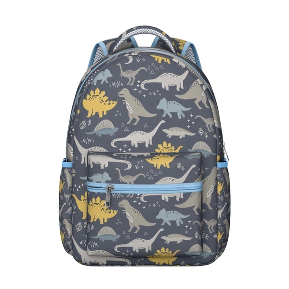 Birthday Dinosaur Student School Backpack Cute Colorful Dino Print with Forest Planets Stars Pattern for Student Gift