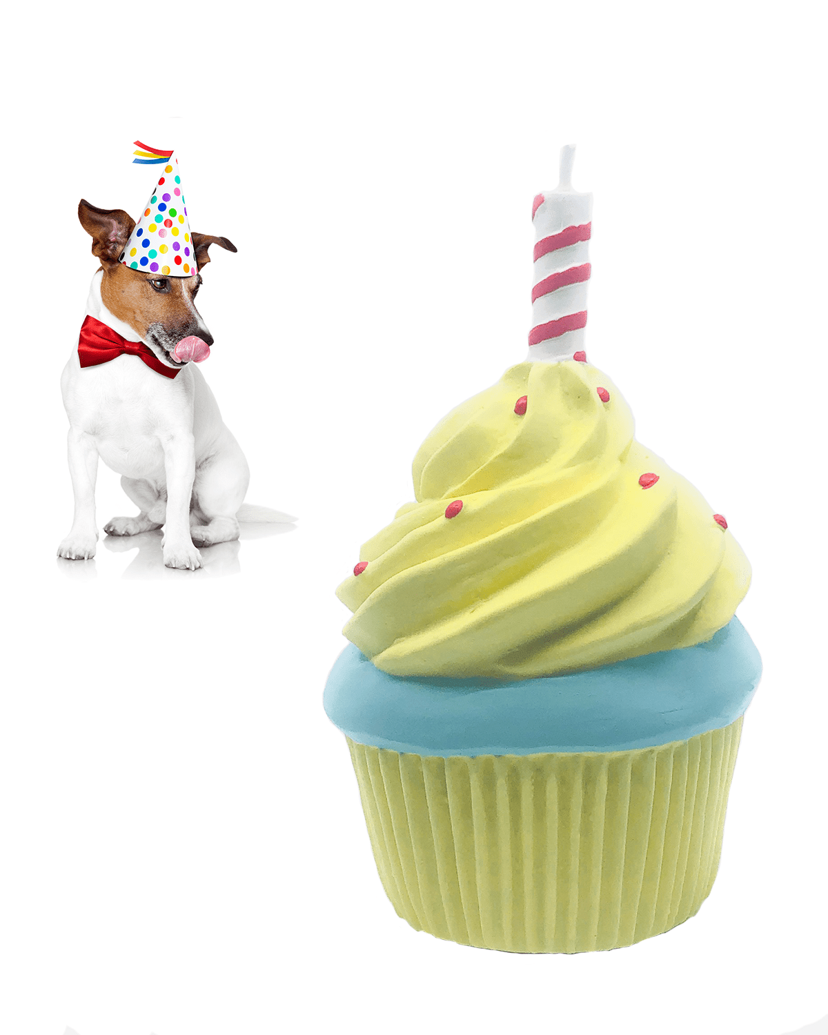 Birthday Dog Toys Squeaky Rubber/Latex Cupcake Dog Toy