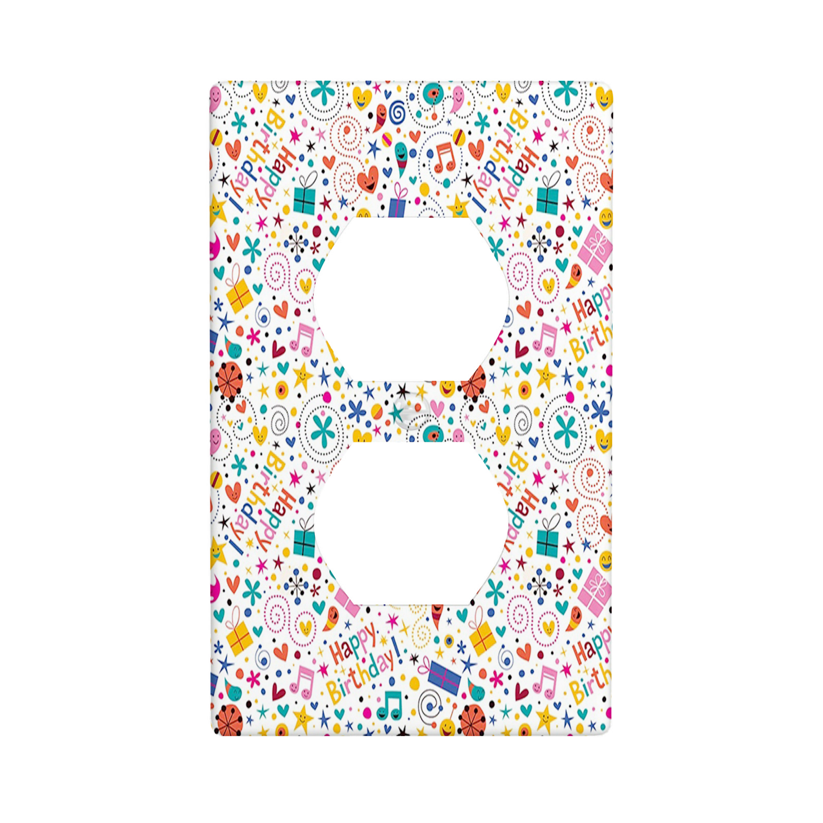 Birthday,Duplex Outlet Covers Wall Plate Decorative,Hearts Musical