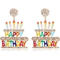 Birthday Earrings Beaded Glitter Happy Birthday Letter Drop Dangle