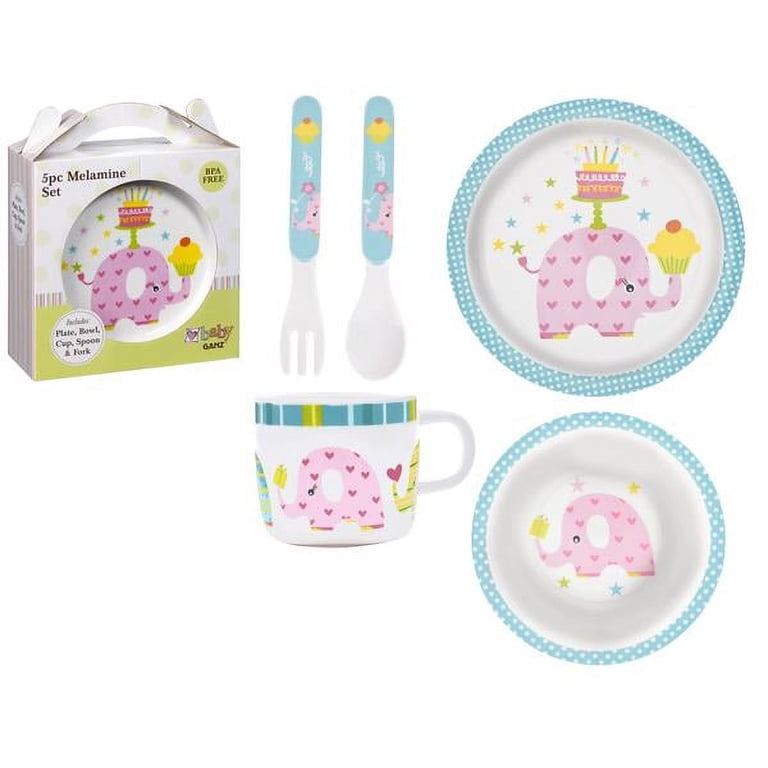 Birthday Elephant Melamine 5pc Dinner Set