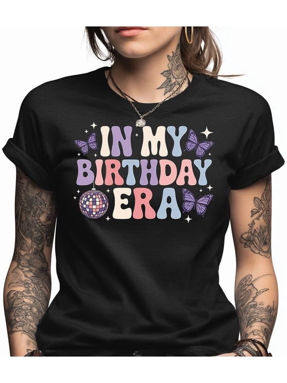 Birthday Era Shirt, In My Birthday Era Groovy Disco Tee, Retro Butterfly Graphic Top, Cute Birthday Party Outfit, Gift For Her