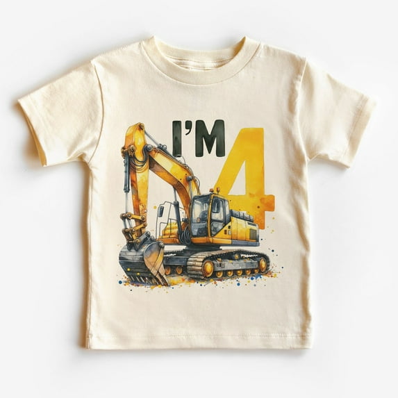 Birthday Excavator Toddler Shirt - Boys 4Th Birthday Construction Kid'S Shirt - I'M Four Tee - Boho Toddler & Youth Tee TODDLER SHORT SLEEVE TEE BELLA CANVAS 3001T