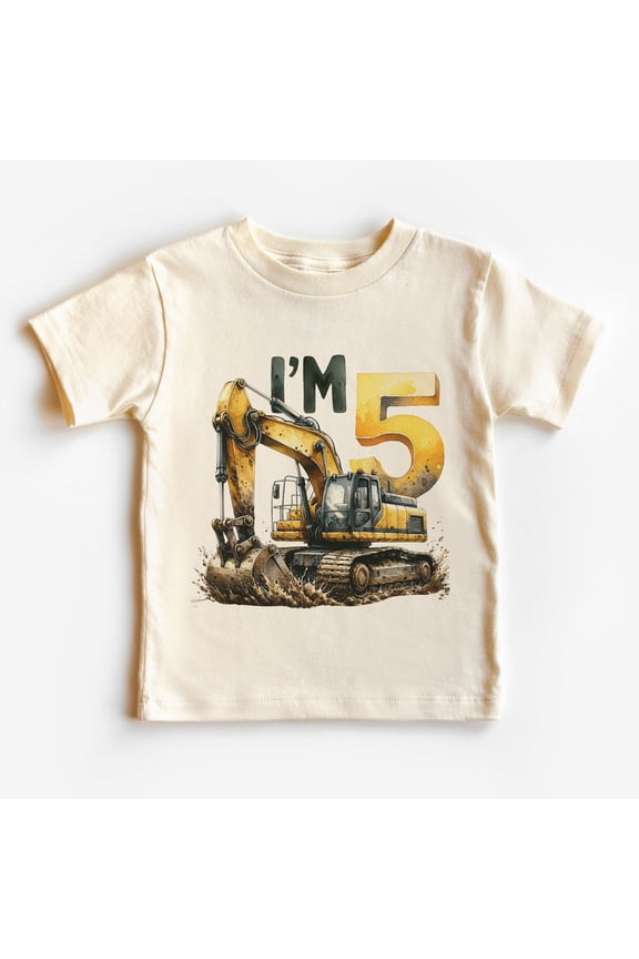 Birthday Excavator Toddler Shirt - Boys 5Th Birthday Construction Kid'S Shirt - I'M Five Tee - Boho Toddler & Youth Tee TODDLER SHORT SLEEVE TEE BELLA CANVAS 3001T