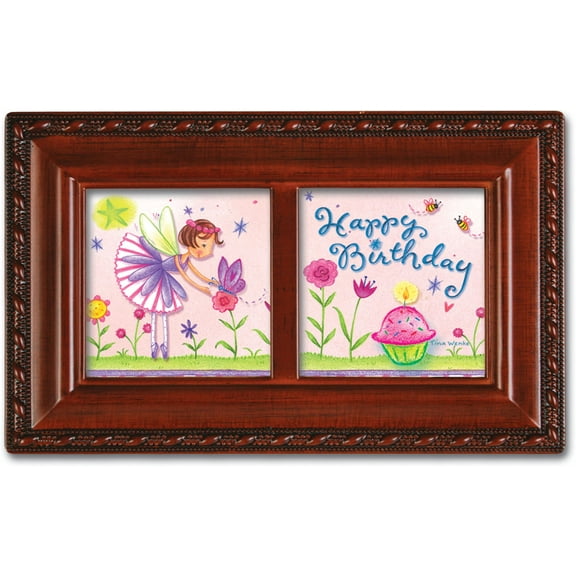 Birthday Fairy Petite Woodgrain Music Box Plays Happy Birthday