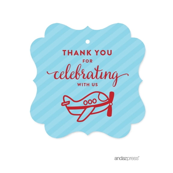 Koyal Wholesale Birthday Fancy Frame Favor Gift Tags Airplane 24-Pack