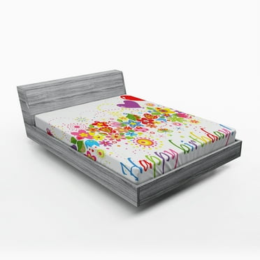 Ambesonne Garden Fitted Sheet, Colorful Meadow Flourish, Queen Size, Multicolor