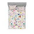 thumbnail image 1 of Birthday Fitted Sheet & Pillow Sham Set, Dotted Spirals Stars Hearts Musical Notes Surprise Present Boxes Pattern Smiling, Decorative 6 Piece Bedding Decor Set, Calking, Multicolor, by Ambesonne, 1 of 3