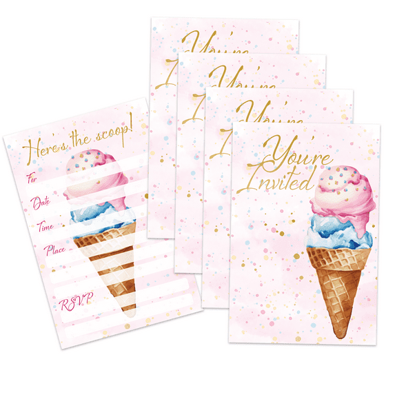 Birthday Galore Ice Cream Birthday Party Invitations