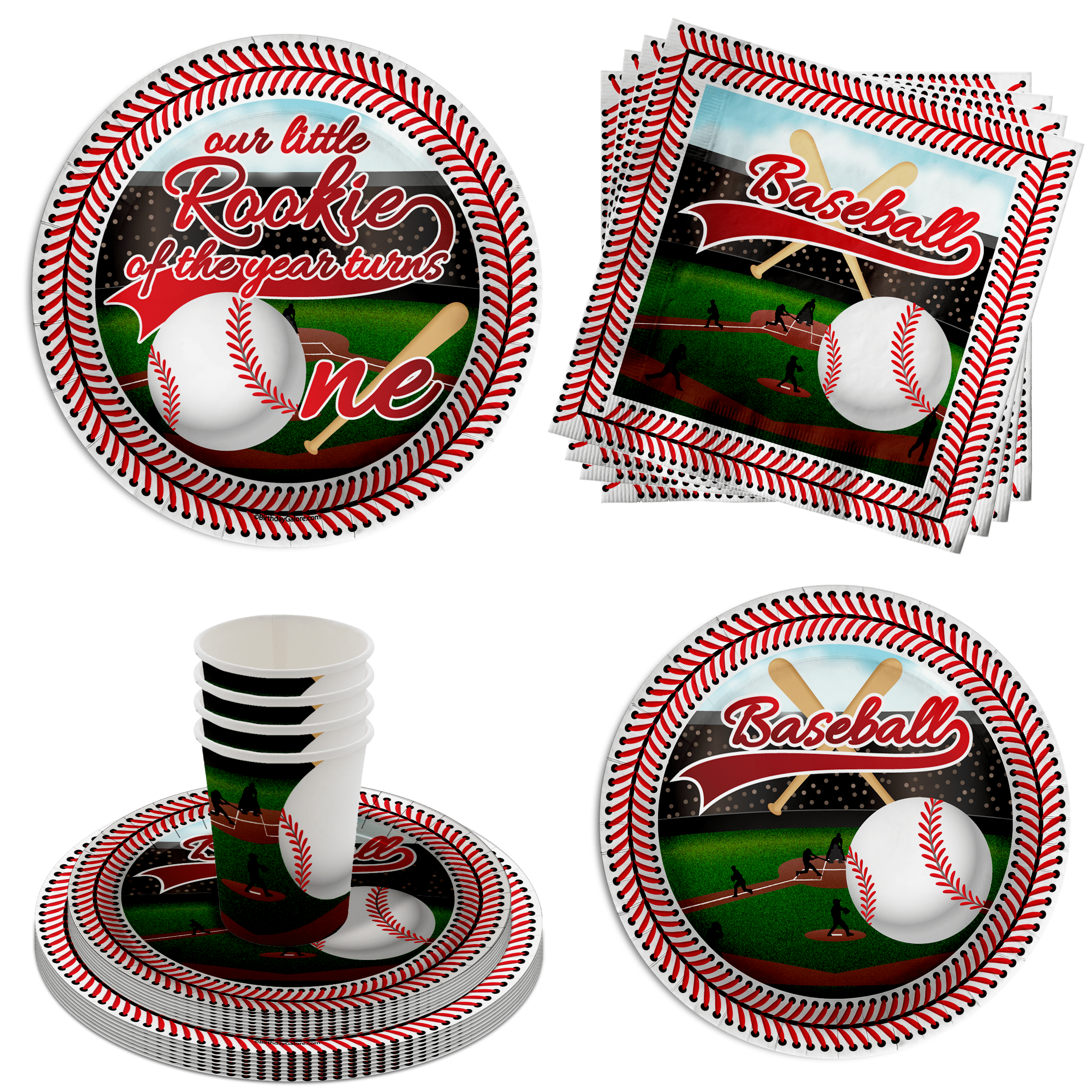 Birthday Galore Rookie Year Baseball 1st Birthday Party Supplies, 64 Pieces