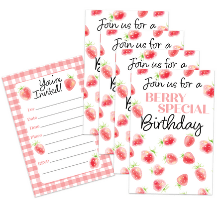 Birthday Galore Strawberry Birthday Party Invitations
