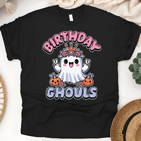 Birthday Ghouls Ghost Shirt Cute Halloween Birthday Tee, Black, Size M
