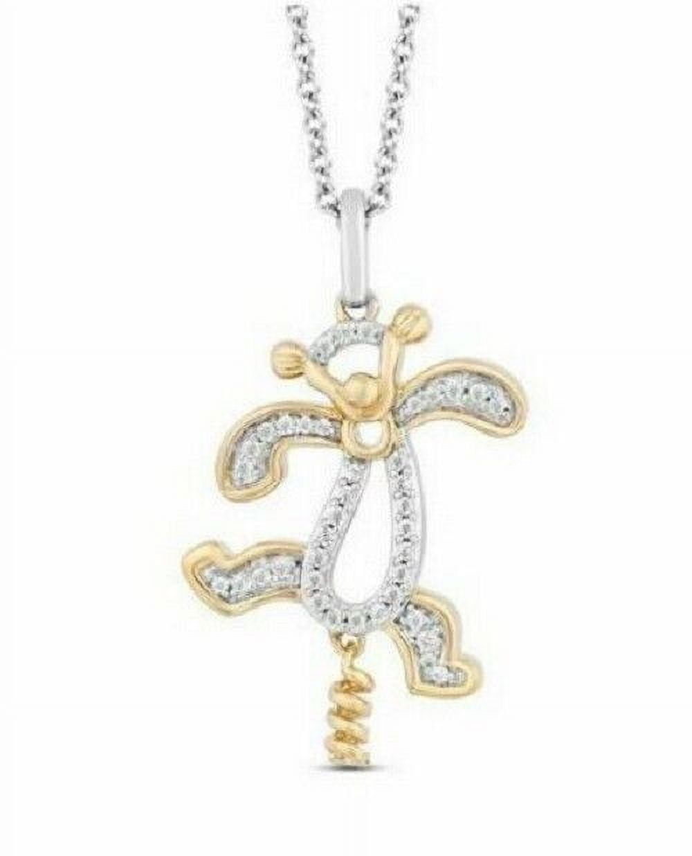 Paso Jewels Winnie the Pooh Tigger Pendant, 0.50Ct Created Diamond Gold Plated for Birthday Gift