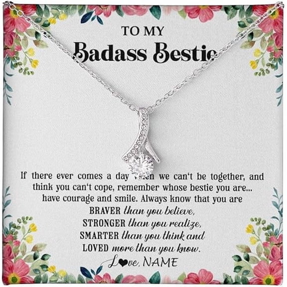 Birthday Gift for Badass Bestie, Wedding Gift for Best Friend with Heart Touching Message Card and Gift Box, To My Bestie Necklace, Alluring Beauty Necklace, Zircon Necklace, Graduation Gift
