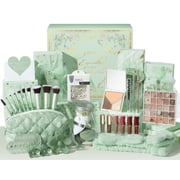 Birthday Gift Basket for Women & Teen Girls, 10 PCS Teen Girl Gifts Trendy Stuff Set with Empowering Tasks Makeup Brushes & Bag, Makeup Gift Box for Her Daughter Niece Sister, Green