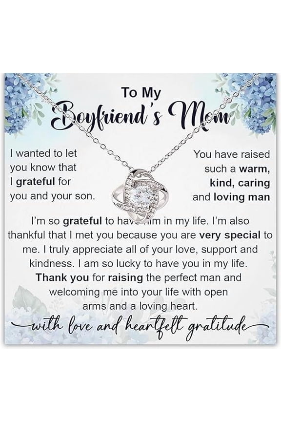 Birthday Gift for Boyfriends Mom, Love Knot Necklace for Women, Valentines Day Gift for Boyfriend's Mom with Personalized Card, Future Mother In Law Gifts
