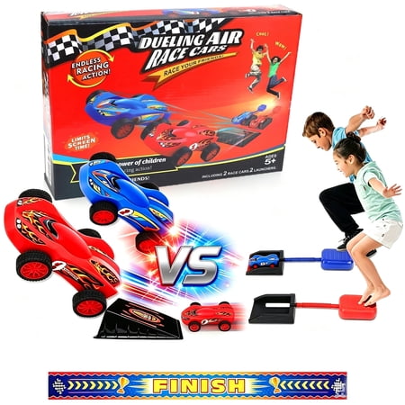 Birthday Gift for Boys,Car Toys for Kids Ages 8-12,Toys for Boys 8 to 11 Years,Air Powered Cars for Boys and Girls,2 Toy Car Launchers and Air Powered Cars with Ramp and Finish Line
