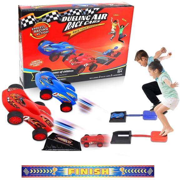 Birthday Gift for Boys,Car Toys for Kids Ages 8-12,Toys for Boys 8 to 11 Years,Air Powered Cars for Boys and Girls,2 Toy Car Launchers and Air Powered Cars with Ramp and Finish Line
