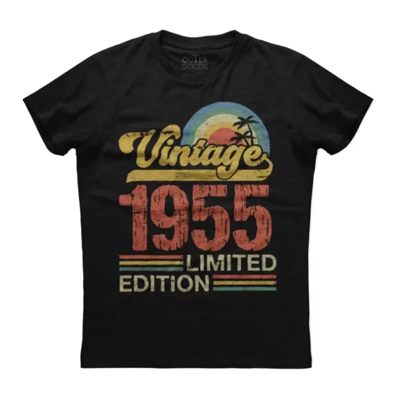 Birthday Gift Classic Old Vintage 1955 Limited Edition Rainbow Palm Tree T-Shirt S-5XL Birthday Gifts; For Men & Women
