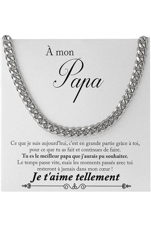 Birthday Gift for Dad from Daughter/Son, Cuban Link Chain for Men, Cuban Necklace for Father with Message Card and Gift Box, Gift for Papa from Daughter, Gift for Him