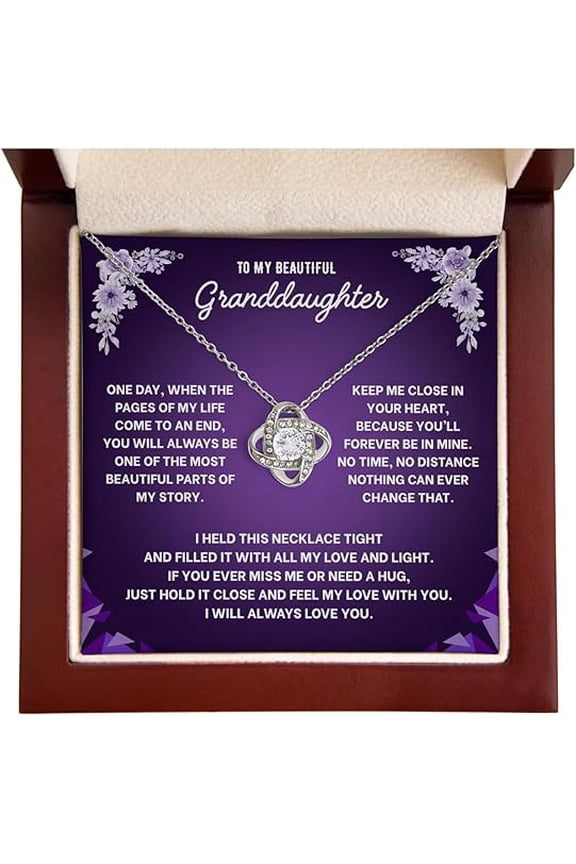 Birthday Gift for Daughter with Heartfelt Message Card and LED Box, Granddaughter Necklace from Grandma & Grandpa, Perfect for Graduation, Birthday, Christmas Gifts