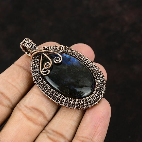 Labradorite Copper Pendant Copper Wire Wrapped Gemstone Pendant Copper Designer Jewelry Gift For Her Labradorite Wire Jewelry Wedding Gift