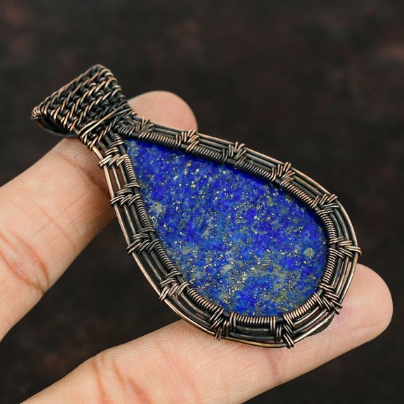 Lapis Lazuli Copper Pendant Copper Wire Wrapped Pendant Gemstone Pendant Copper Jewelry Handmade Designer Pendant Lapis Lazuli Gift For Mom