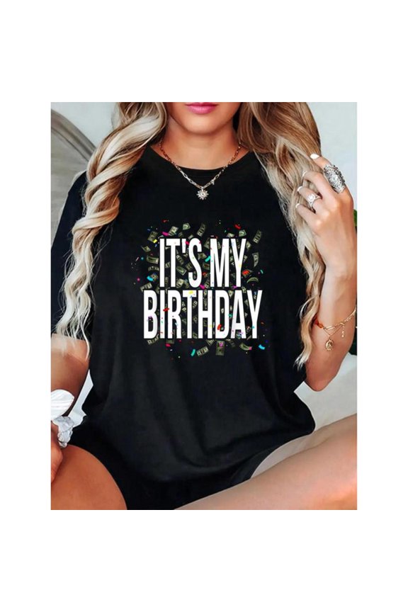 Birthday Gift Graphic Commuting Celebration Tee T Shirt Tops Short Sleeve Round Neck Black S-5XL