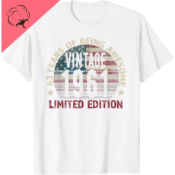 Birthday Gift Men Vintage Born 1961 Turning Old T-Shirt Cotton Men Women Clothes Tops Graphic T Shirts Harajuku