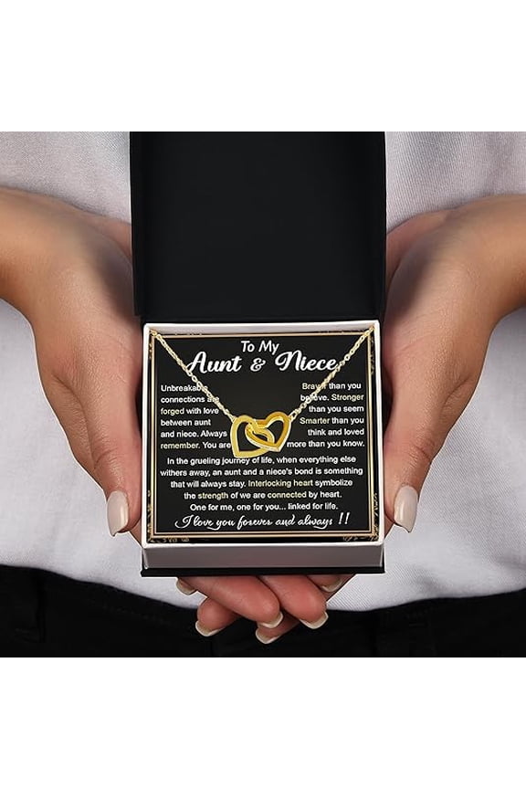 Birthday Gift for Niece from Aunt, Interlocking Heart Necklace For Women, To My Niece Necklace From Aunt, Necklace Gifts For Niece On Christmas With Message Card and Gift Box