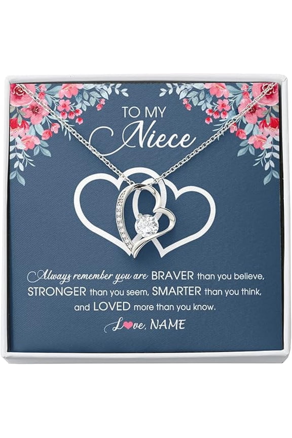 Birthday Gift for Niece from Aunty, Forever Love Necklace, Auntie Uncle Not Even Time Floral Niece Birthday Graduation Christmas with Customized Message Card and Gift Box