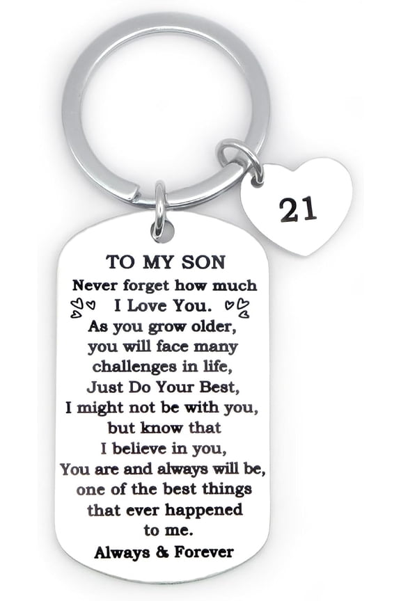 Birthday Gift for Son from Mom Dad, 21st Birthday Gifts idea, Happy Birthday Keychain for Him, 21 Year Old Gift for Son, Birthday Turning 21st present for Men