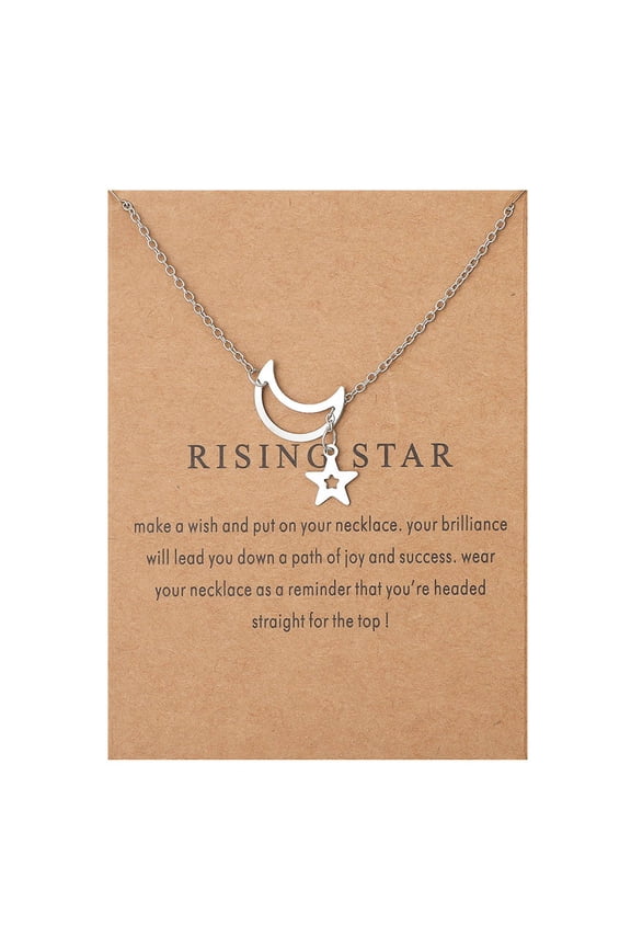 Birthday Gift Star Moon Alloy Pendant Card Necklace Clavicle Chain Jewelry Lady Fashion Clavicle Chain Chain Jewelry Gift for Men Women