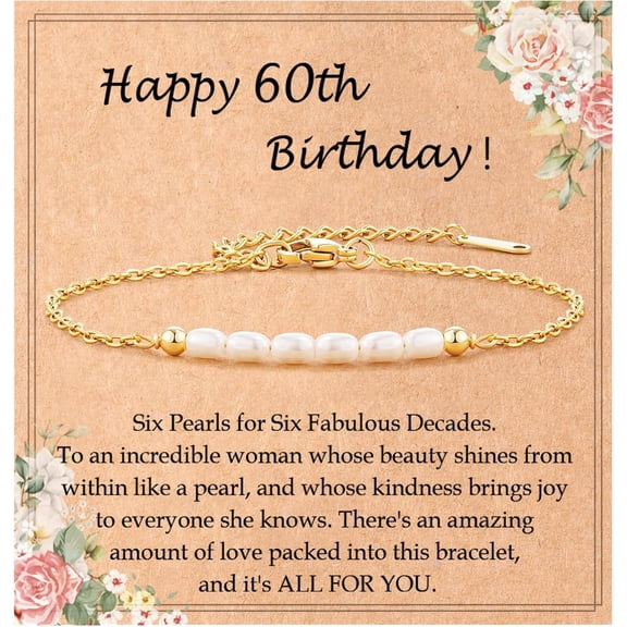 Birthday Gift for Women, Beautiful Pearls Precious Memories, Birthday Bracelets for 30, 40, 50, 60 Years Old Women, Birthday Gift Ideas for Friends, Sisters, Mums, Grandmothers