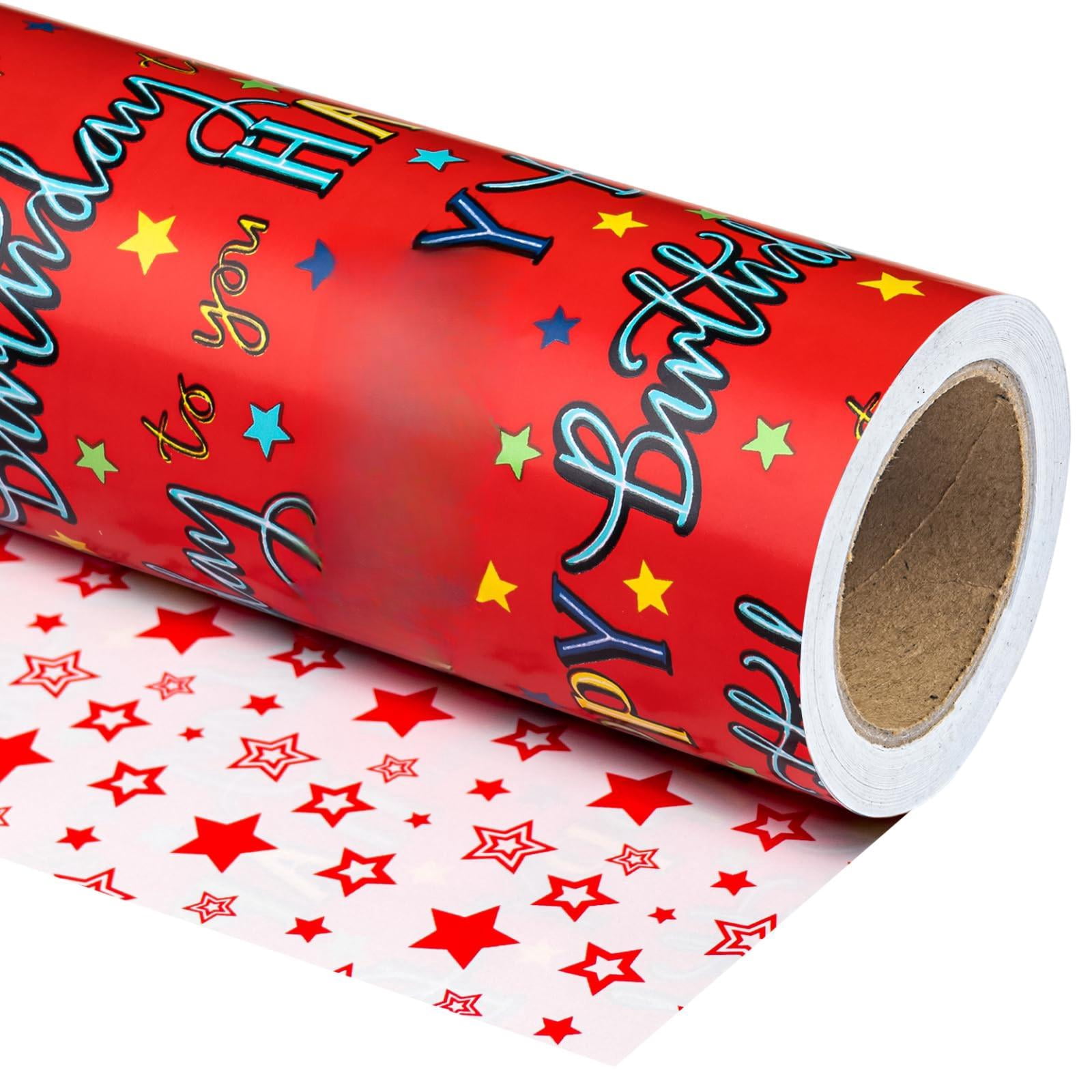 Birthday Gift Wrap Paper Red - Happy birthday to you, 30 x 396 inch ...