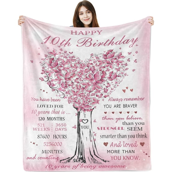 Birthday Gifts for 10 Year Old Girl, 10 Year Old Girl Birthday Gifts Blanket 60"x50",10th Birthday Decorations/Gifts for Girl, Girls 10th Birthday Gifts, Best Gifts for 10 Year Old Girls