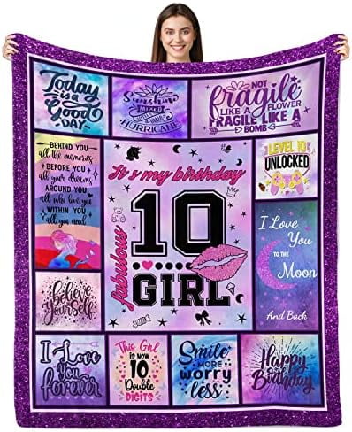 Birthday Gifts for 10 Year Old Girl Blanket, Gifts for 10 Year Old