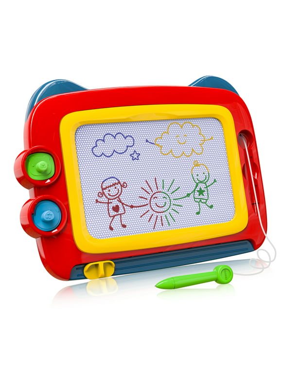 Birthday Gifts for 2 3 4 Year Old Boys Magnetic Drawing Board, Boys Toys Age 2 3 4 Erasable Magna Doodle Board 4 Colour Area, Gifts for Girls Boys Writing Board