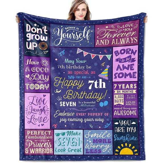 Birthday Gifts for 7 Year Old Girls, Boys 7 Year Old Girl Birthday Gifts Best Presents for 7 Year Old Girls 7 Year Old Gift Ideas 7th Birthday Decorations for Girls Christmas Throw Blanket 60x50 Inch