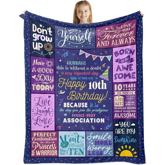 Birthday Gifts for 9 Year Old Girl, 9 yr old girl gift ideas, 9th Birthday Gifts/Decorations for Girls, Birthday Gifts for Girls Age 9, Presents for 9/Nine Year Old Girls Throw Blanket 60x50 Inch
