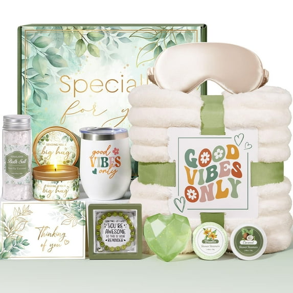 Birthday Gifts Baskets for Women, 11 Pcs Relaxing Spa Gift Sets, Unique Birthday Mother's Day Gift for Her (White)