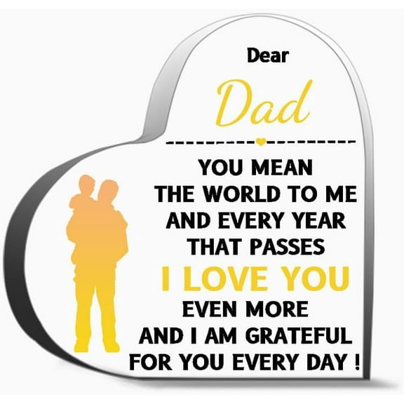 Birthday Gifts For Dad Father S Day Gift Ideal Birthday Present For Dady Dad Gifts From Daughter Son Unique Acrylic Heart Shaped Plaque Desk Decorations Present Gifts
