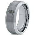 thumbnail image 1 of Gift for Him Pure Grey Ring Men Gamer Tungsten Bridesmaid Womens Wedding Band Employee Gifts, 1 of 7
