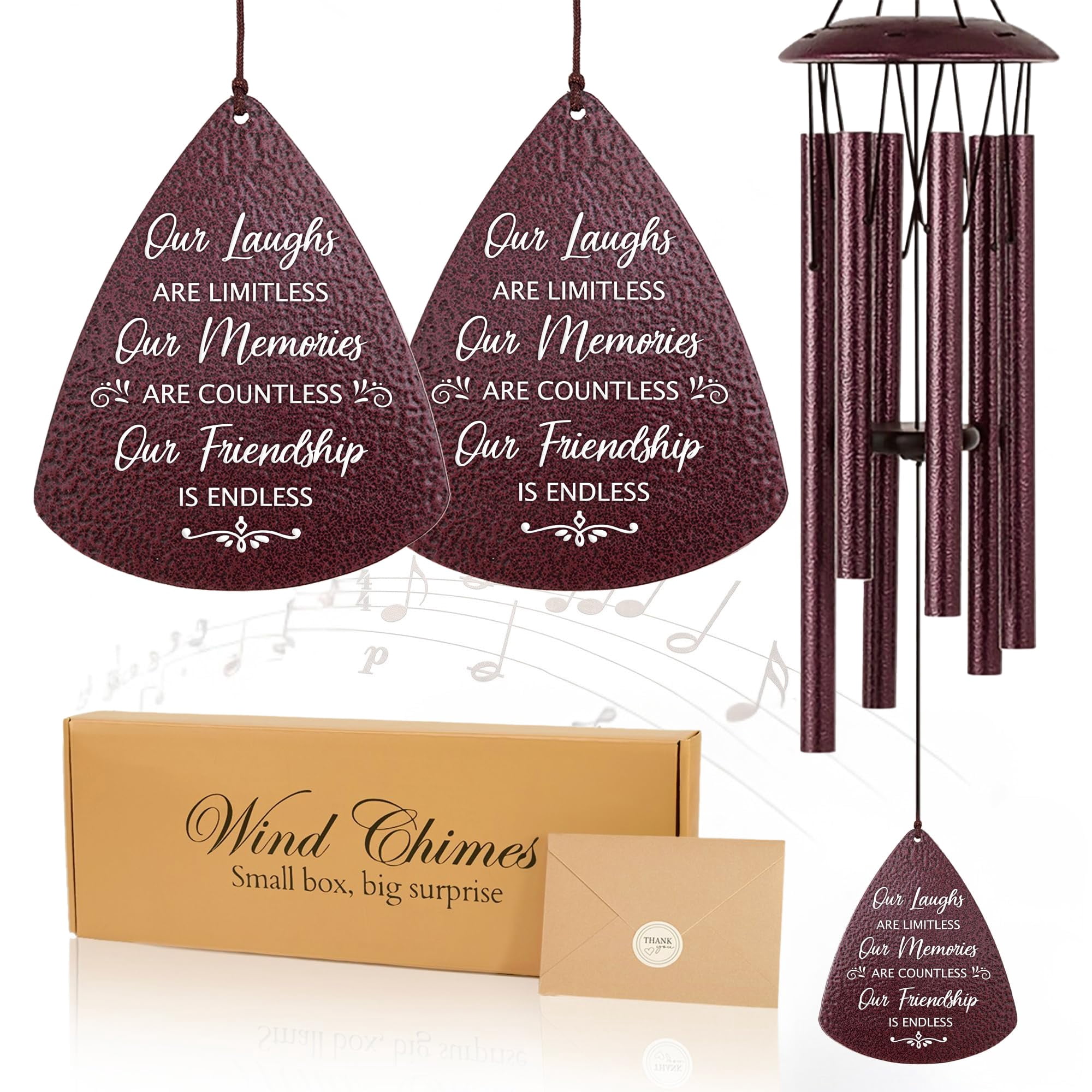 Birthday Gifts For Friends Women Men  33.5" Wind Chimes Forever Bff Bestie Female Long Distance Friendship Gift Friend Soul Sister