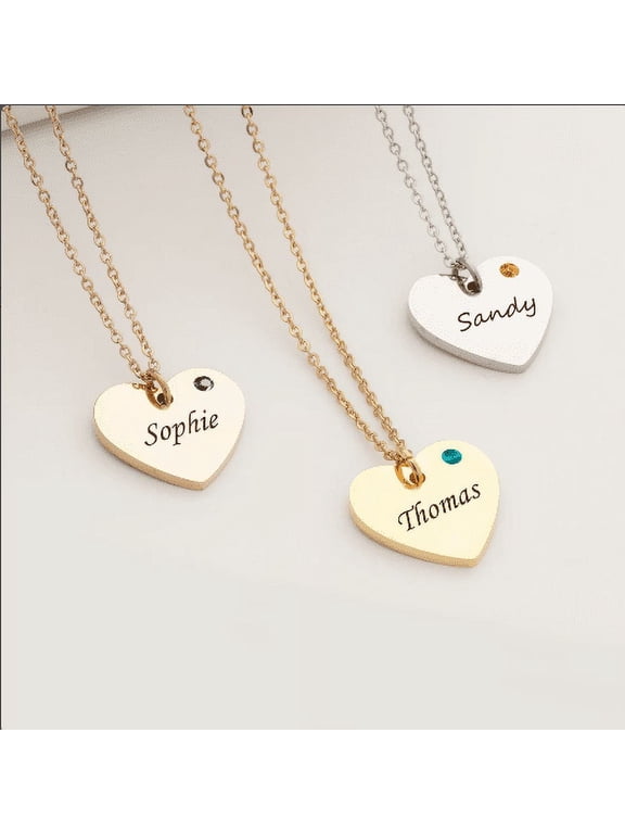 Birthday Gifts For Kids Girls - Little Girls Birthstone Heart Necklace - Custom Name Heart Birthstone Necklace for Girls